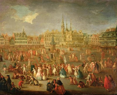 The Grand Place during Mardi Gras, Cambrai, 1765 by Francois Aubert